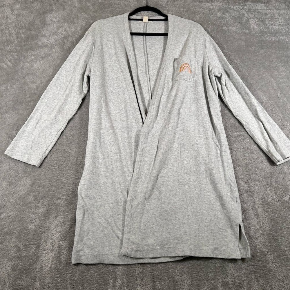 Madewell Women's Kimono Robe Small Gray Long Sleeve Front Pocket